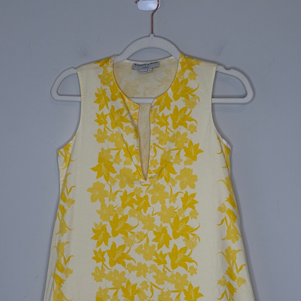Sachin & Babi x Dillard's Yellow Floral Ruffle Hem Shift Dress Womens Size 2 - Picture 10 of 14